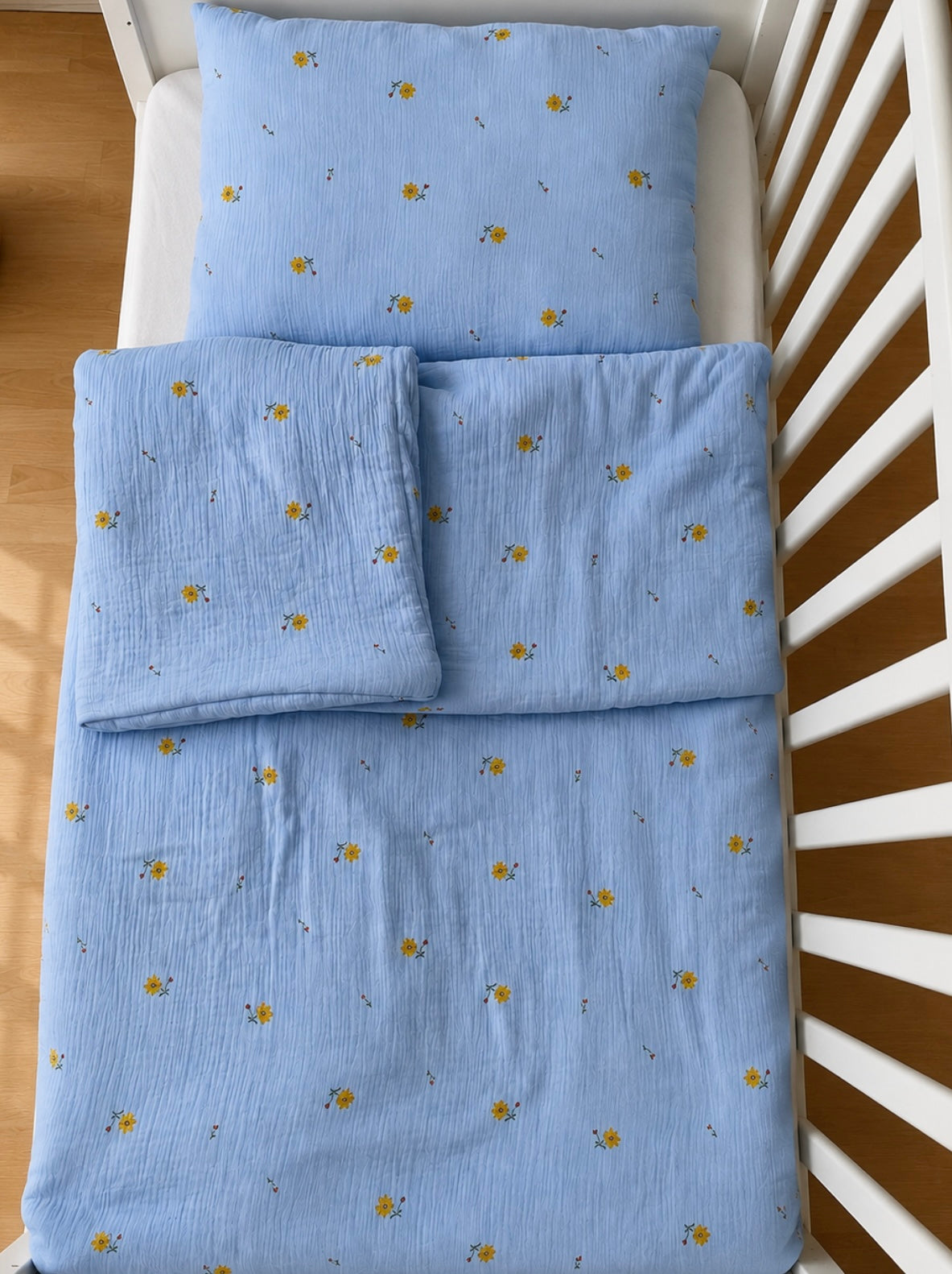 Kołderka muślinowa + poduszka | Baby Blue